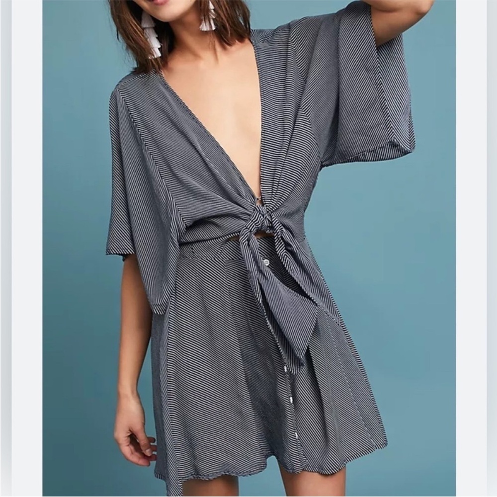 Faithful The Brand Front Tie Striped Mini Dress